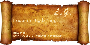 Lederer Gyöngyi névjegykártya